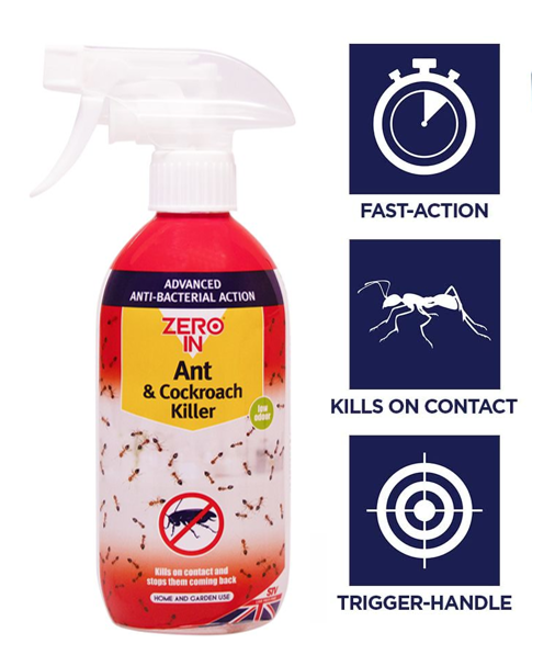 Zero In Anti-Bacterial Ant & Cockroach Killer 500ml (ZER958) - ONE CLICK SUPPLIES