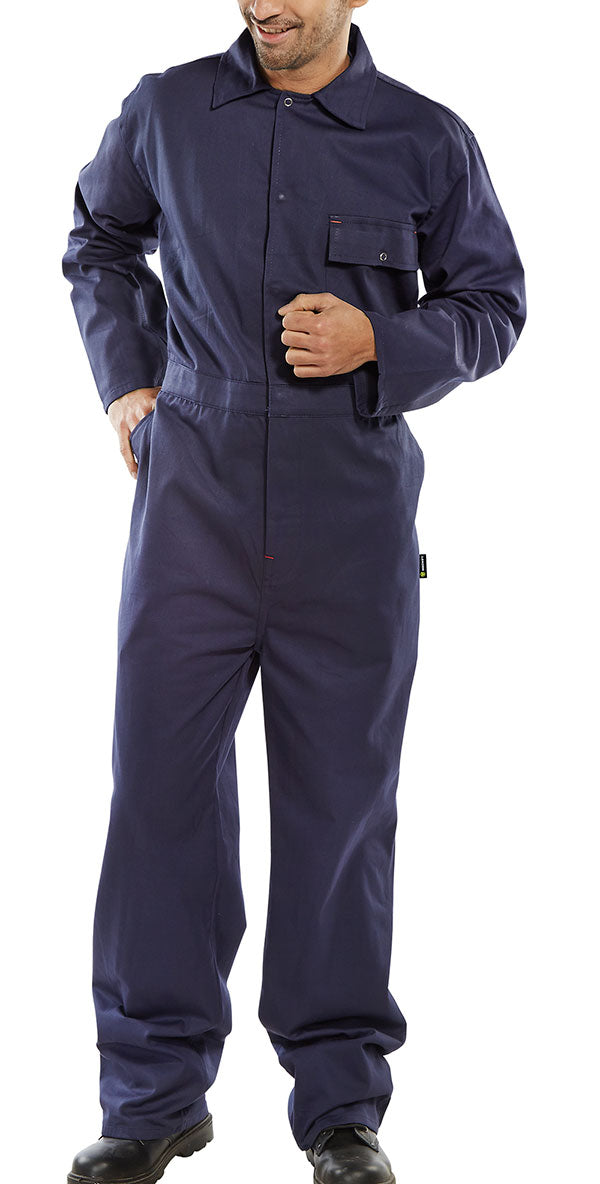 Beeswift Workwear 100% Cotton  Navy Boiler Suit {CDBSN} - ONE CLICK SUPPLIES