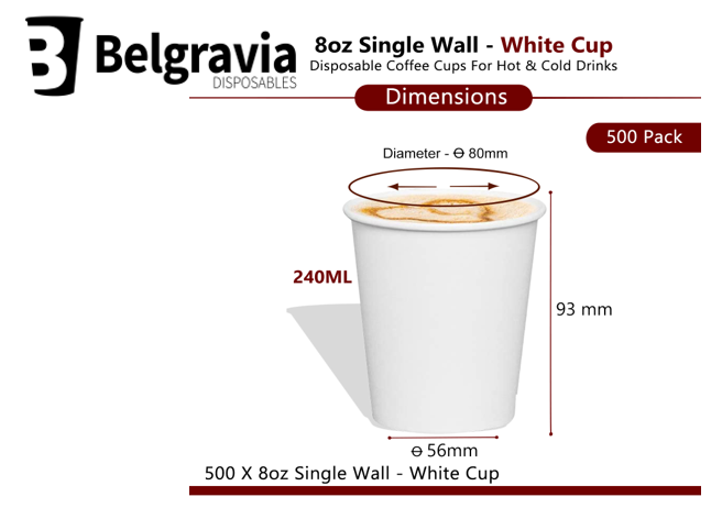 Belgravia 8oz White Paper Cups 50's