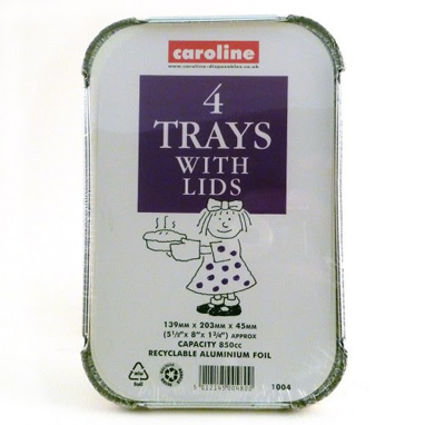 Caroline Foil Tray's & Lid 30oz / 850cc Pack 4's (1004) - ONE CLICK SUPPLIES