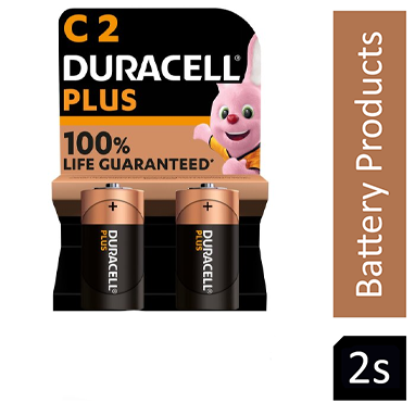 Duracell C Sized Plus Batteries {CDUR+} Pack 2 - ONE CLICK SUPPLIES