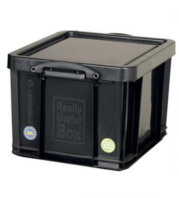 Really Useful Recycled Plastic Storage Box Black 35 Litre - ONE CLICK SUPPLIES