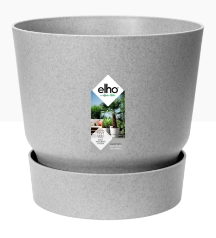 Elho Greenville Round Pot & Base LIVING CONCRETE 20cm - ONE CLICK SUPPLIES