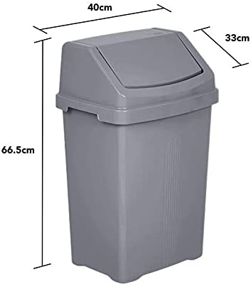 Wham 11755 SWING BIN, SILVER/GREY, 50L - ONE CLICK SUPPLIES