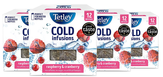 Tetley Cold Infusions Raspberry & Cranberry 4 x 12's {48 Bags} - ONE CLICK SUPPLIES