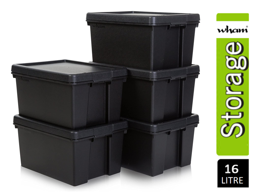 Wham Bam Black Recycled Storage Box 16 Litre - ONE CLICK SUPPLIES