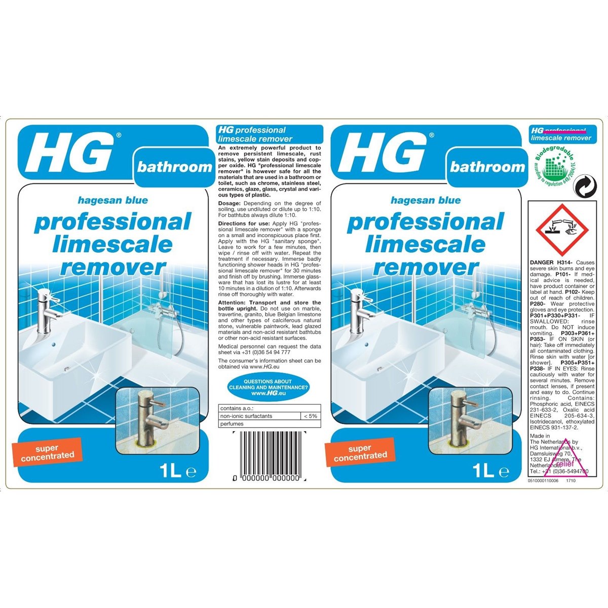 HG Bathroom Professional Limescale Remover 1 Litre Concentrate