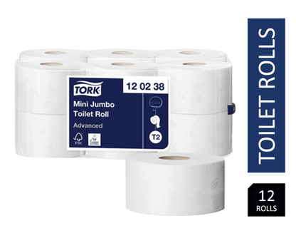 Tork 120238 T2 Advanced Recycled Toilet Roll 2 Ply ,12 Rolls of 850 Sheets