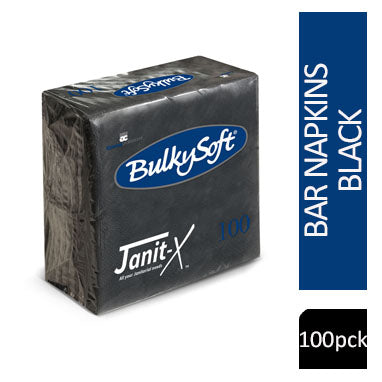 Janit-X Bar Napkins / Serviettes 2ply 23cm BLACK {100} - ONE CLICK SUPPLIES