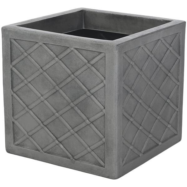 Strata Lazio Square Plastic Planter Plant Pot Grey 38cm - ONE CLICK SUPPLIES