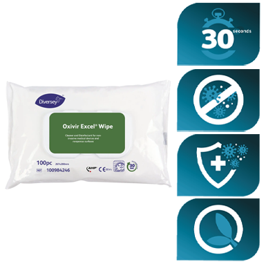 Diversey Oxivir Excel Wipes Flat Pack x  100's - ONE CLICK SUPPLIES