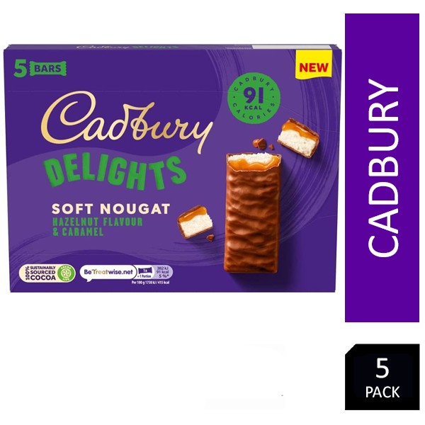 Cadbury Delights Soft Nougat Hazelnut & Caramel Chocolate Pack 5 - ONE CLICK SUPPLIES