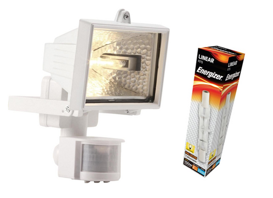 Powermaster 120W Eco Halogen PIR White Floodlight {Free Bulb, Not part of the Pack} - ONE CLICK SUPPLIES