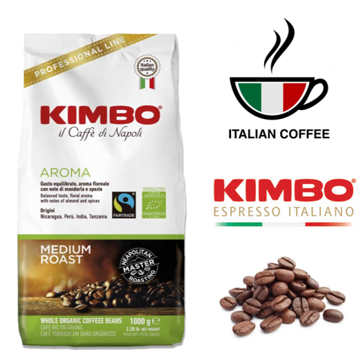 Kimbo Aroma 1kg Fairtrade & Organic Italian Coffee Beans - ONE CLICK SUPPLIES