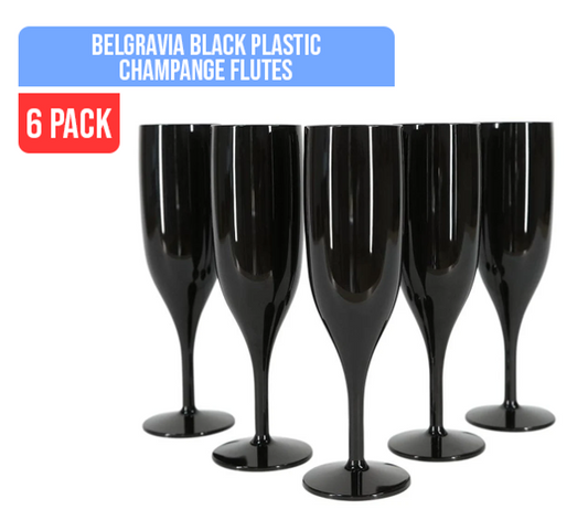 Belgravia Black Plastic Champagne Flutes Pack 6’s (3320) - ONE CLICK SUPPLIES