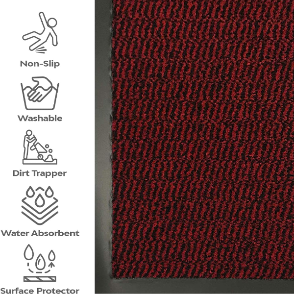 Fixtures Barrier Doorway Door Floor Mat 60cm x 80cm Red - ONE CLICK SUPPLIES