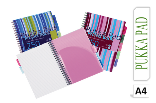 Pukka Pad Stripes Polypropylene Project Book 250 Pages A4 Blue/Pink (Pack of 3) PROBA4 - ONE CLICK SUPPLIES