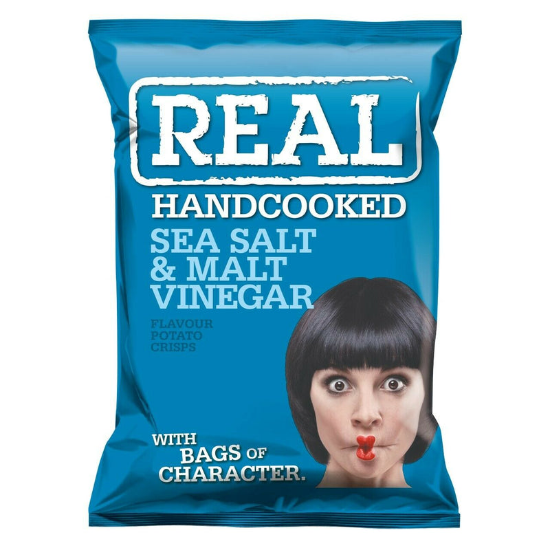 Real Crisps Sea Salt & Malt Vinegar 24 x 35g - ONE CLICK SUPPLIES