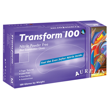 Aurelia Transform Finger-Textured Blue Powder Free EXTRA LARGE Nitrile Gloves 100's - ONE CLICK SUPPLIES