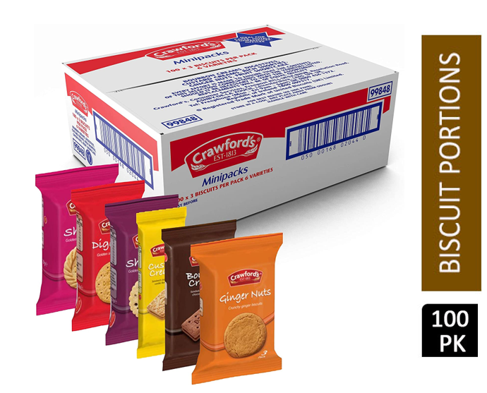 Crawfords Mini Packs Assorted Biscuits 100 Packs of 3 Biscuits - ONE CLICK SUPPLIES