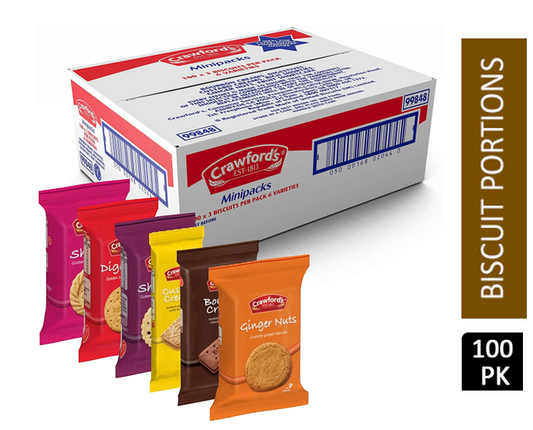 Crawfords Mini Packs Assorted Biscuits 100 Packs of 3 Biscuits - ONE CLICK SUPPLIES