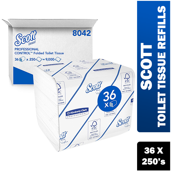 Scott Toilet Tissue Refills 250 Sheets Bulk ,Pack of 36, {8042} - ONE CLICK SUPPLIES