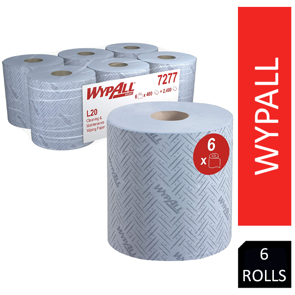 Wypall L20 Essential Centrefeed Wiping Paper Roll 2 Ply Blue (Pack of 6) 7277