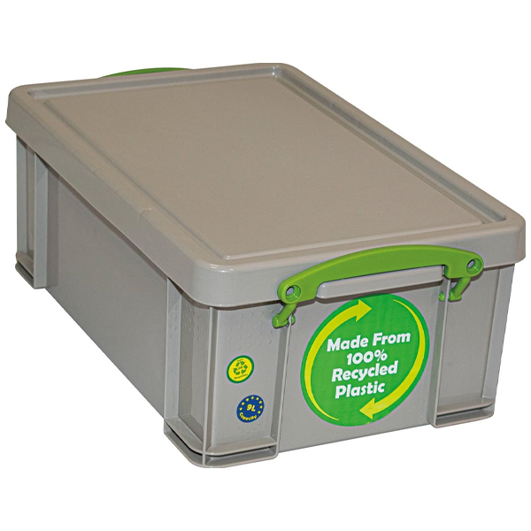 Really Useful Dove Grey Recycled Storage Box / Container 9 Litre - ONE CLICK SUPPLIES