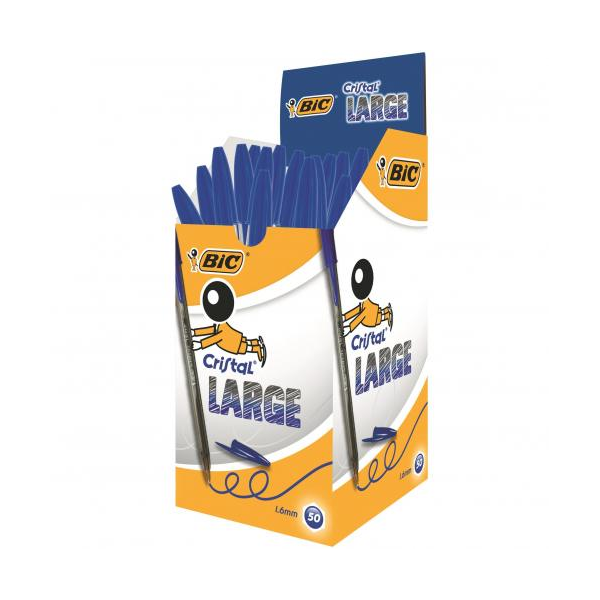 Bic Cristal Ballpoint Pen 1.6mm Tip 0.42mm Line Blue (Pack 50)