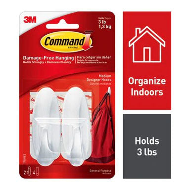 3M Command 17081 Medium Hooks 2 Pack - ONE CLICK SUPPLIES