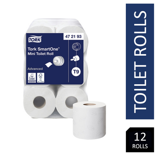 Tork 472193 T9 SmartOne Mini Toilet Roll 2-Ply 620 Sheets (Pack of 12)