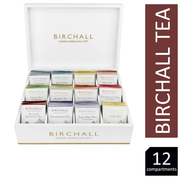 Birchall 12 Compartment White Display Box With 120 Tea - ONE CLICK SUPPLIES