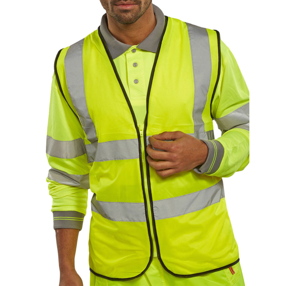 Beeswift Yellow Zip Fasten Hi-Vis Waistcoat - ONE CLICK SUPPLIES