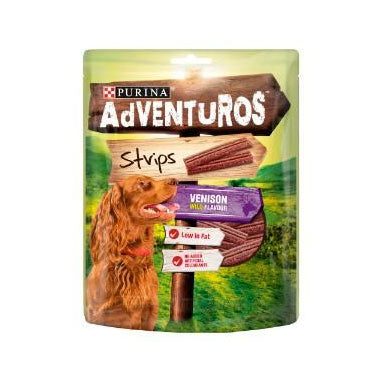 Adventuros Dog Treats Strips Venison Wild 90g - ONE CLICK SUPPLIES