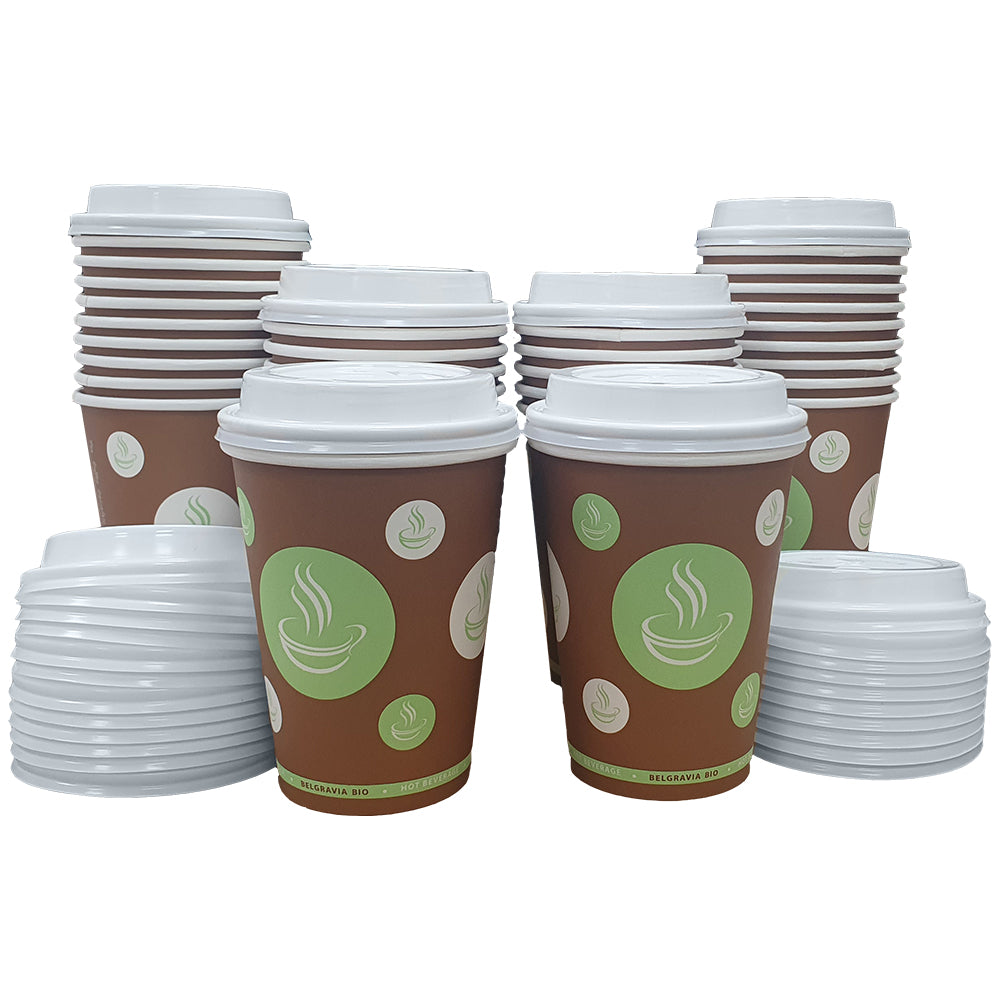 10oz Belgravia Biodegradable & Compostable  Single Walled Paper Cups - ONE CLICK SUPPLIES