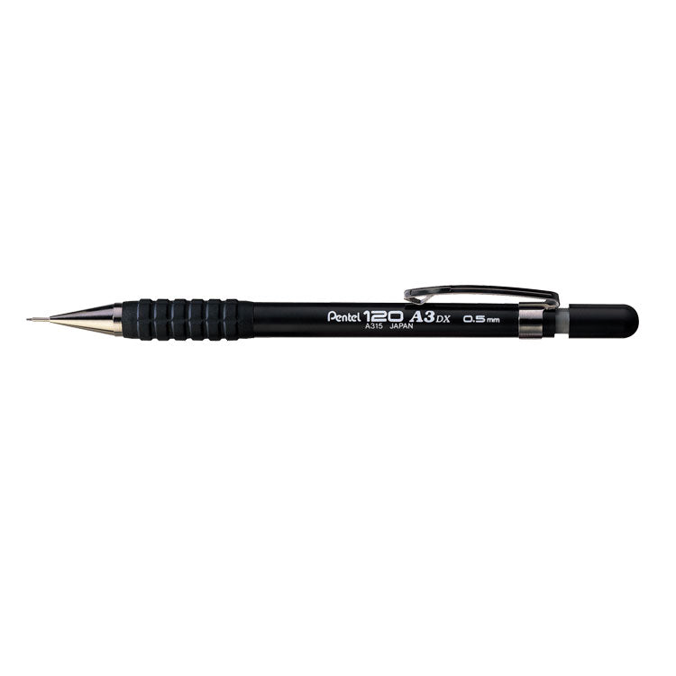 Pentel 120 Mechanical Pencil HB 0.5mm Lead Black Barrel (Pack 12) A315-AX - ONE CLICK SUPPLIES