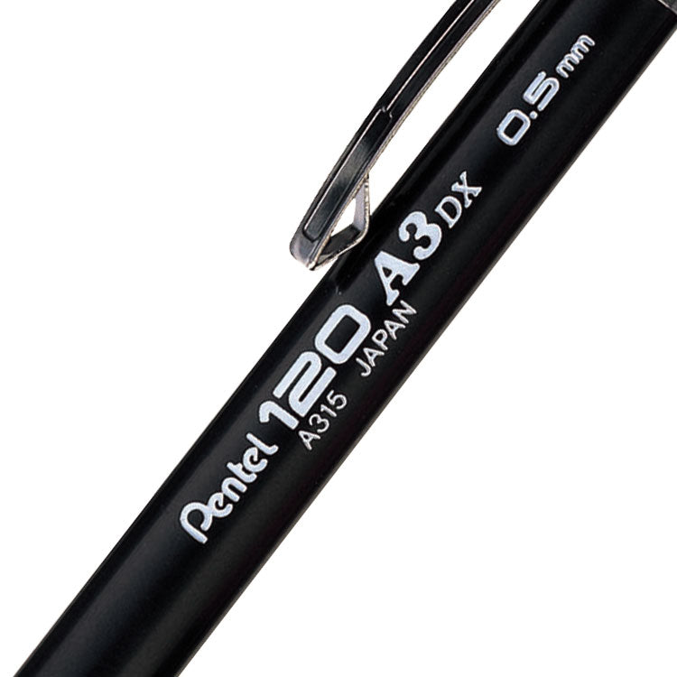 Pentel 120 Mechanical Pencil HB 0.5mm Lead Black Barrel (Pack 12) A315-AX - ONE CLICK SUPPLIES