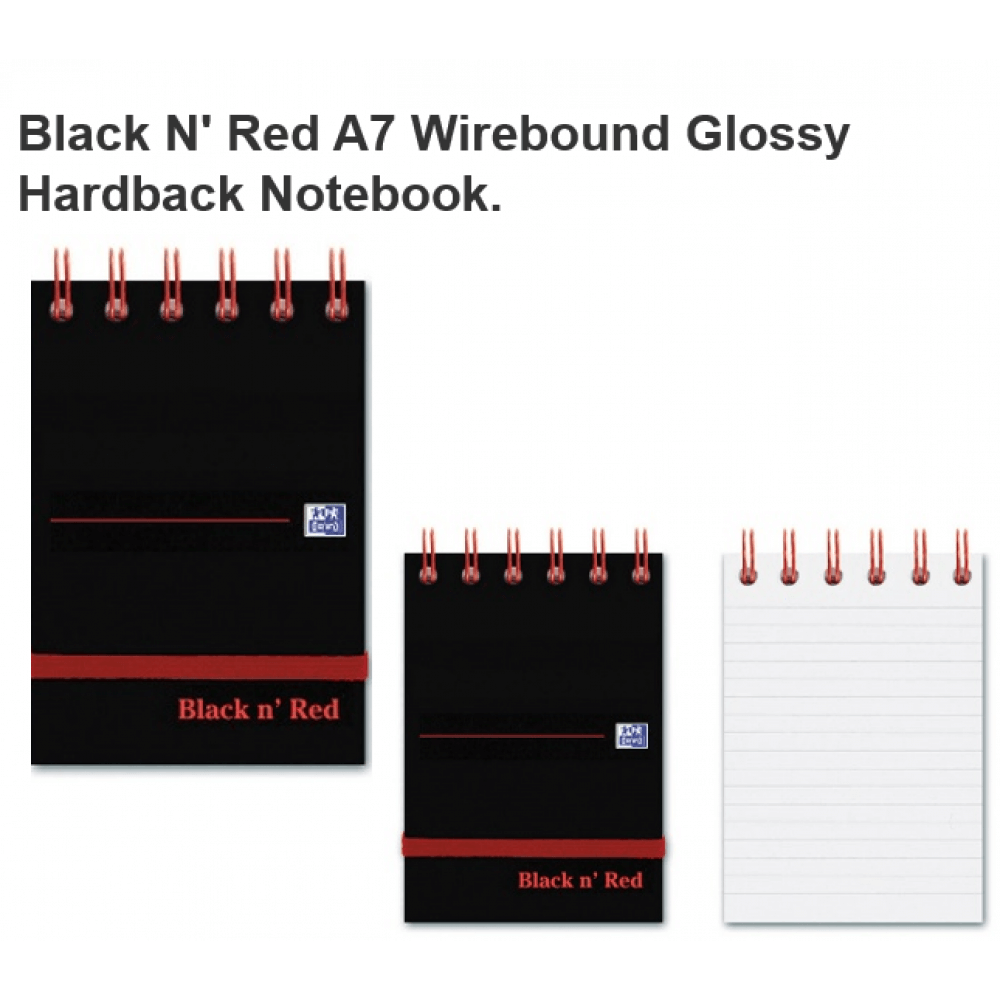 Black n Red (A7) Reporters Notebook with 140 Ruled Pages (Pack of 5 Notebooks) - ONE CLICK SUPPLIES