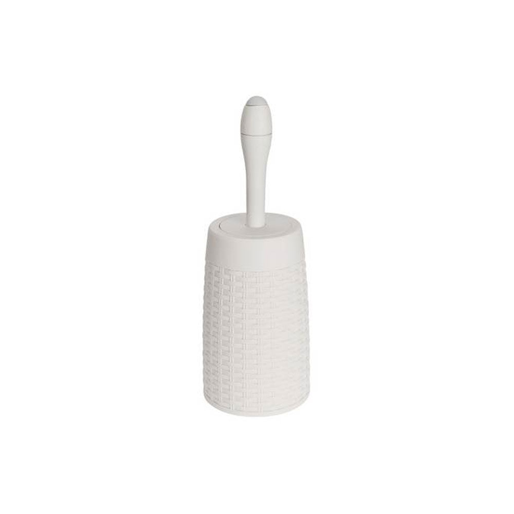 Addis Rattan Closed Cream Toilet Brush Set - ONE CLICK SUPPLIES