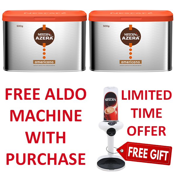 Nescafe Azera Americano Finely Ground Instant Coffee 2 x 500g & FREE Aldo Powder Dispenser Machine - ONE CLICK SUPPLIES