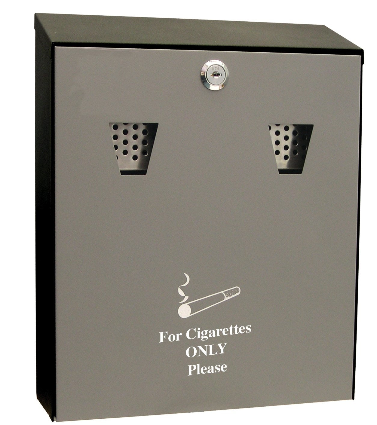 Cathedral (3.1 litre) Lockable Steel Ash & Cigarette Bin (Black) - ONE CLICK SUPPLIES