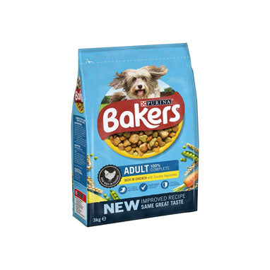 Bakers Adult Chicken & Vegetables Dry Dog Food 3kg - ONE CLICK SUPPLIES