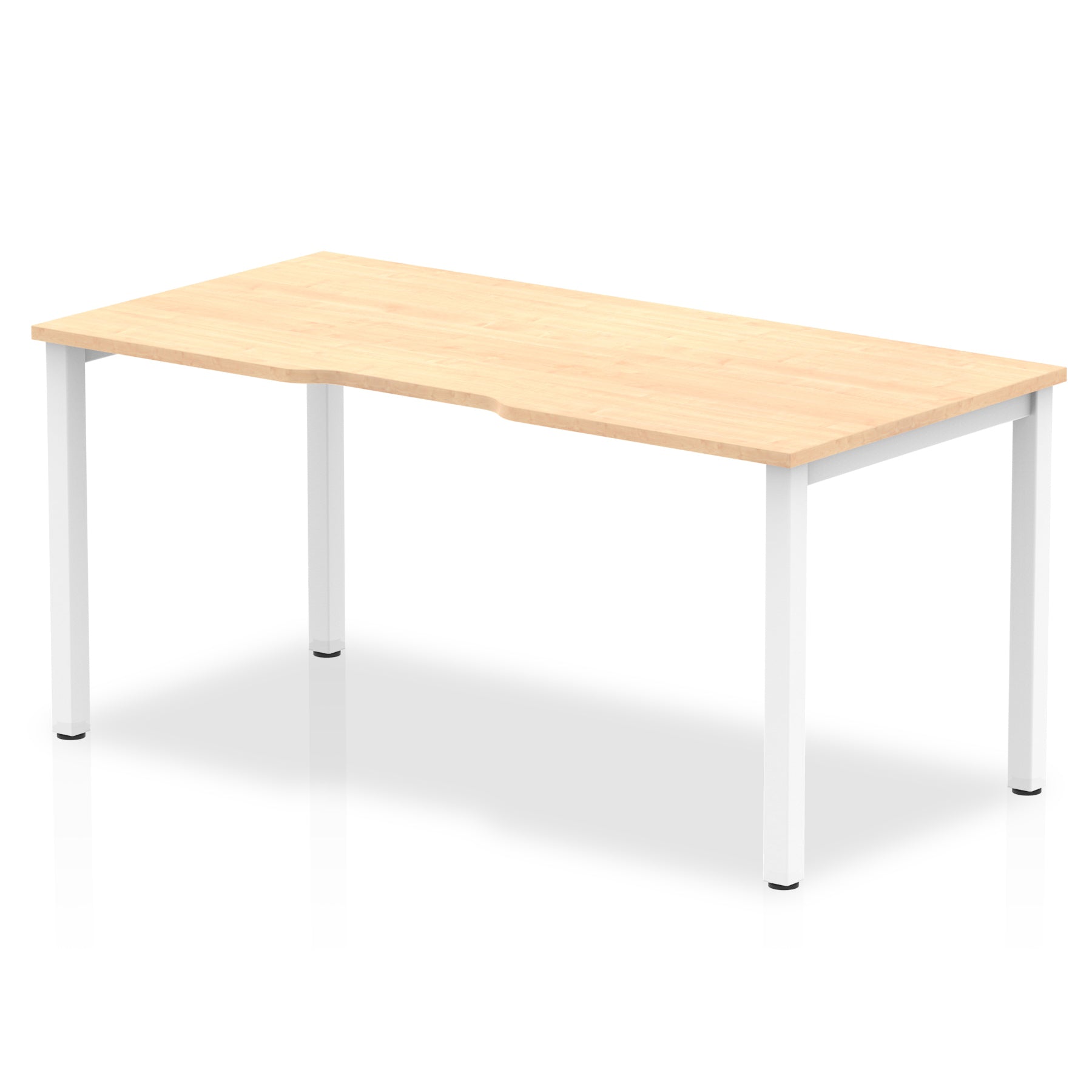 Evolve Plus 1600mm Single Starter Desk Maple Top White Frame BE109 - ONE CLICK SUPPLIES