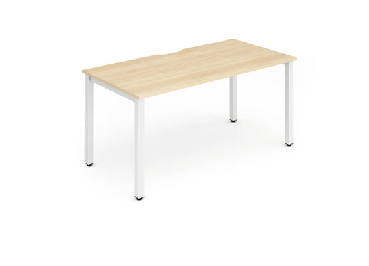 Evolve Plus 1400mm Single Starter Desk Maple Top White Frame BE114 - ONE CLICK SUPPLIES