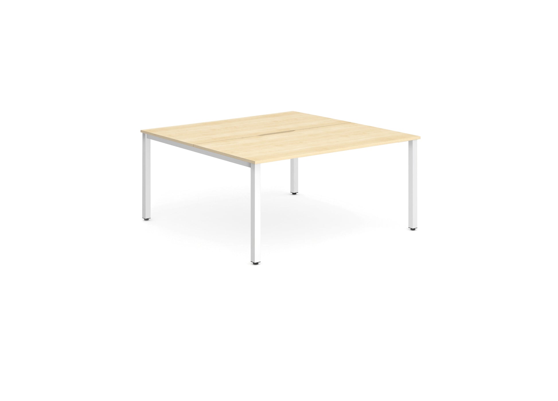 Evolve Plus 1400mm Back to Back 2 Person Desk Maple Top White Frame BE154 - ONE CLICK SUPPLIES