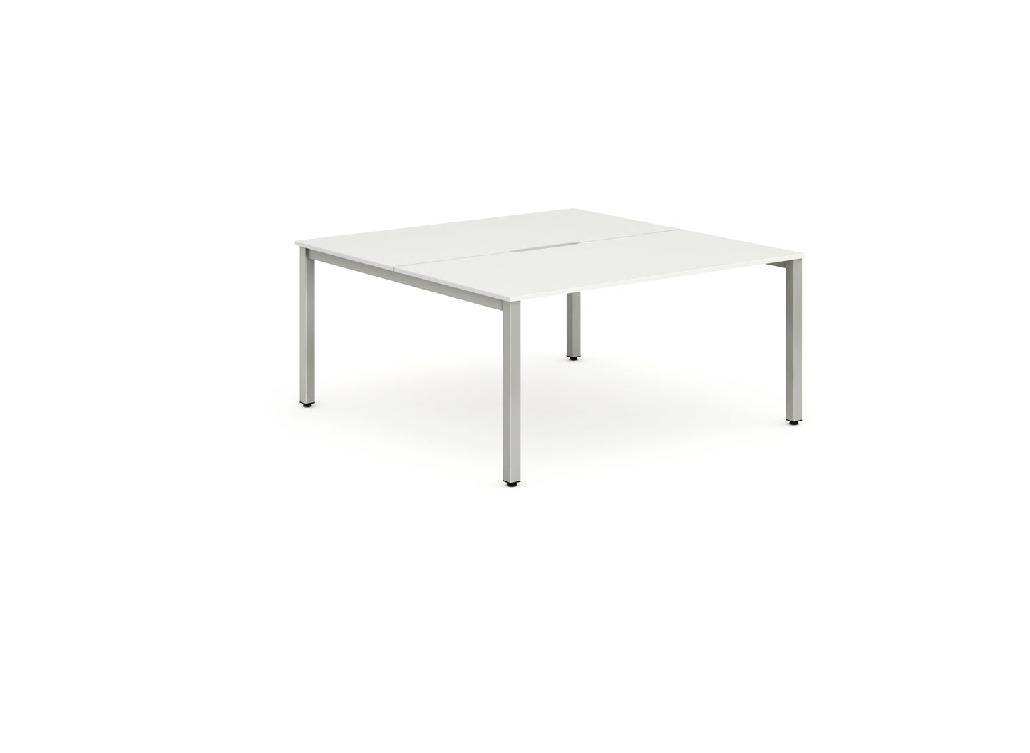 Evolve Plus 1400mm Back to Back 2 Person Desk White Top Silver Frame BE171 - ONE CLICK SUPPLIES