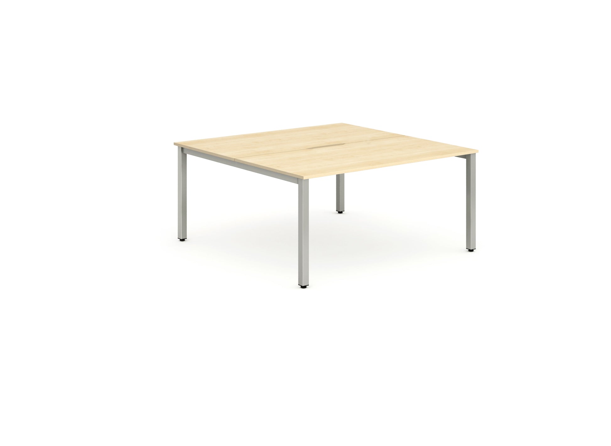 Evolve Plus 1400mm Back to Back 2 Person Desk Maple Top Silver Frame BE174 - ONE CLICK SUPPLIES