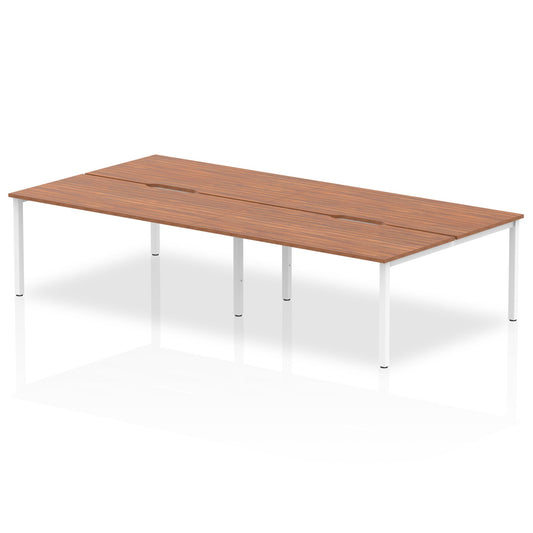 Evolve Plus 1600mm Back to Back 4 Person Desk Walnut Top White Frame BE227 - ONE CLICK SUPPLIES