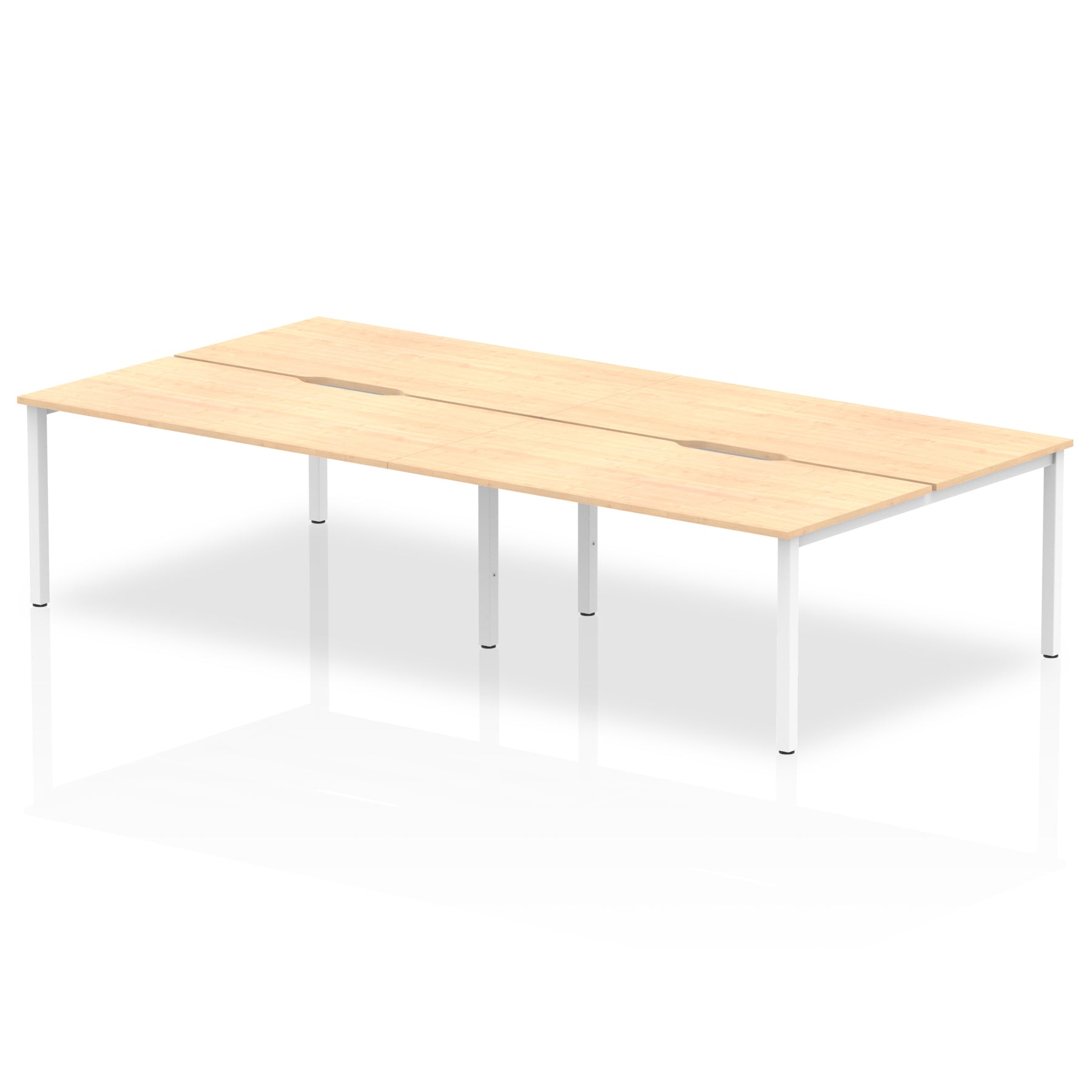 Evolve Plus 1600mm Back to Back 4 Person Desk Maple Top White Frame BE229 - ONE CLICK SUPPLIES