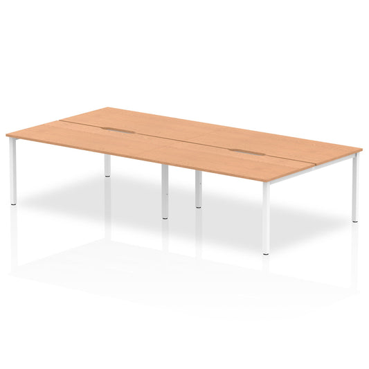 Evolve Plus 1600mm Back to Back 4 Person Desk Oak Top White Frame BE230 - ONE CLICK SUPPLIES